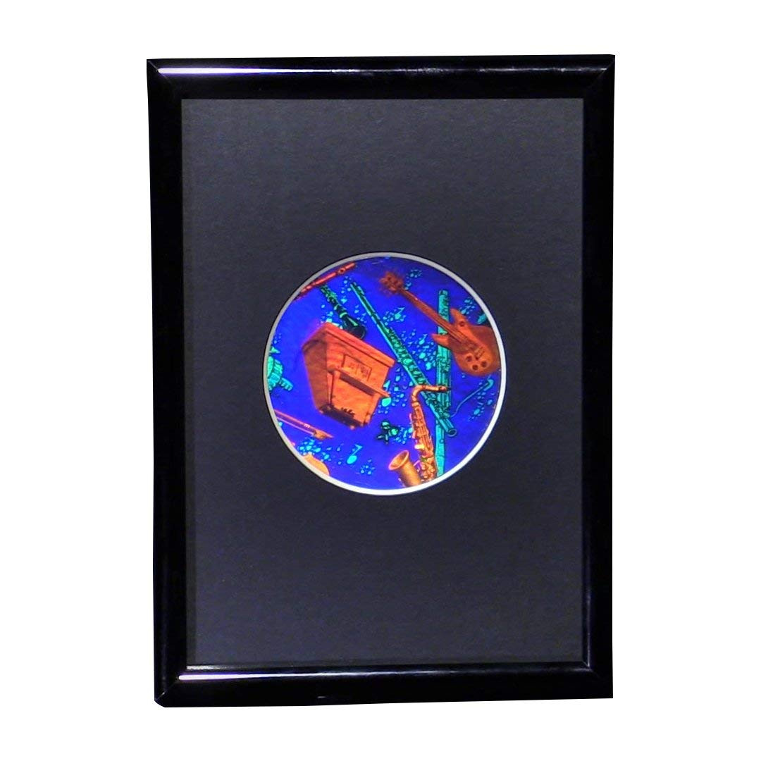 Musical Instruments Small Round Hologram Picture (FRAMED), 3D Collectible Embossed Type Hologram